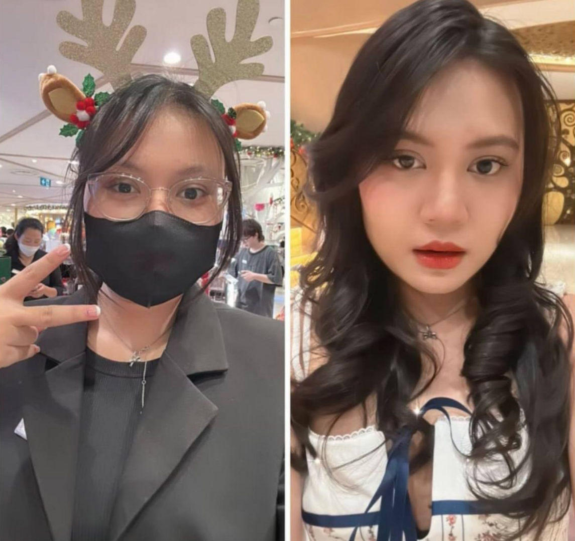 Dùng tay vuốt ve vào cơ thể em xinh gái